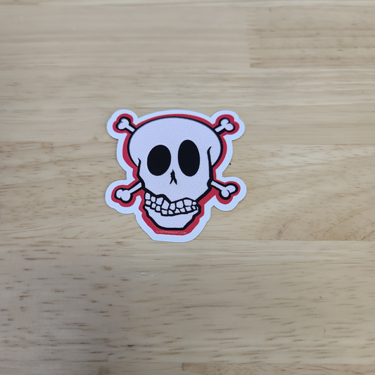 Skull and crossbones sticker 2x3" by Chezmosisart